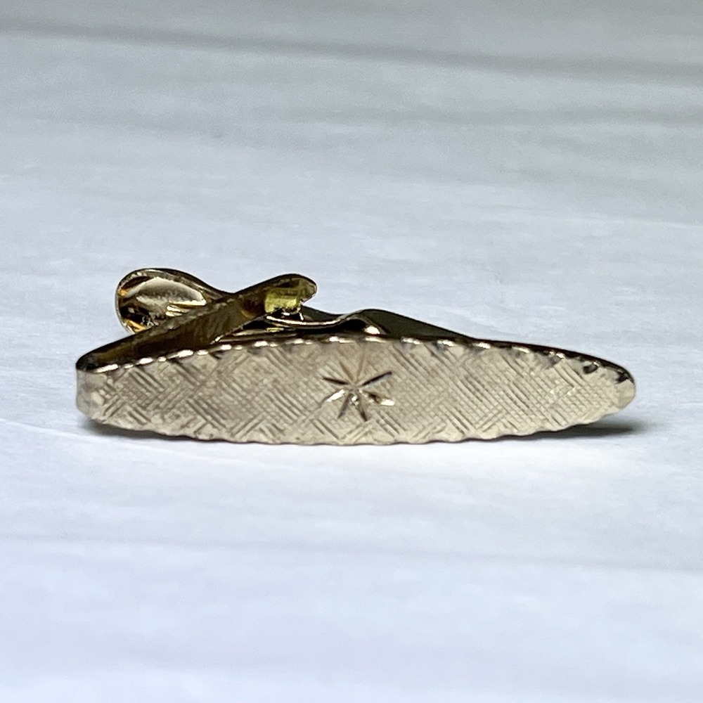 Vintage Gold Tone RETRO STAR & TEXTURED BODY DESIGN‎ Tie Clip Tie Clasp Mens